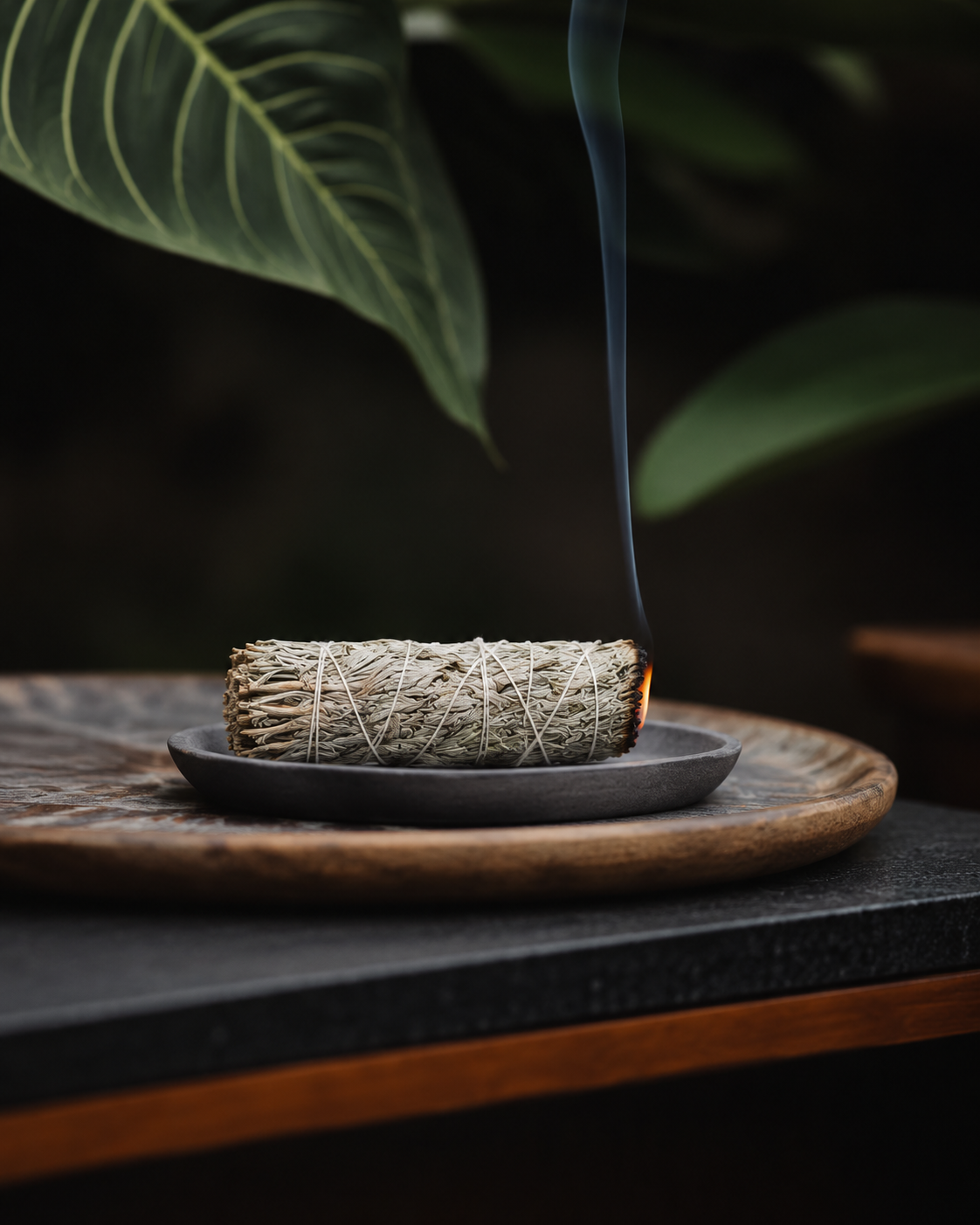Blue Sage Smudge Stick with Concrete Tray